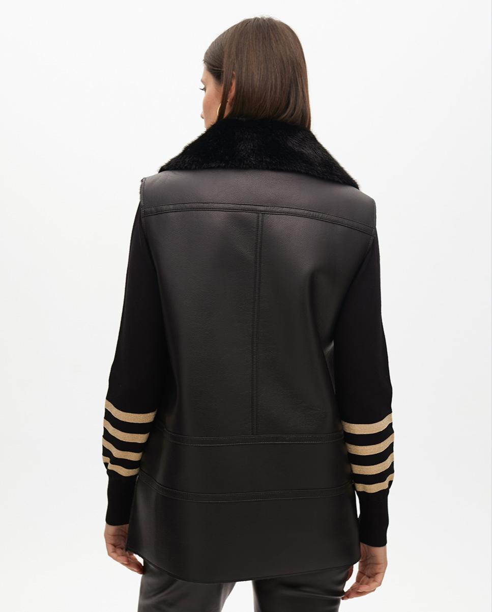 Colete Reversível com Fecho Zip Diagonal Preto-4