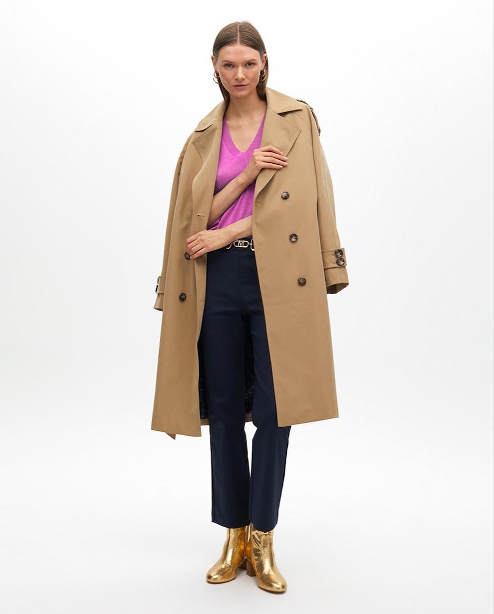 Camisola com Gola em V e Acabamentos em Rib Rosa-6