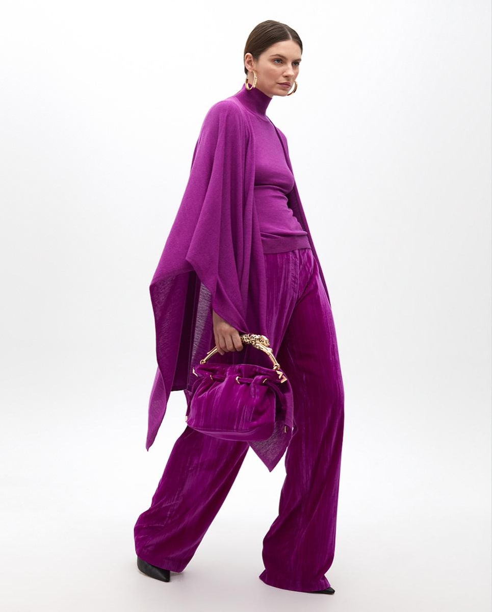 Camisola Ajustada com Gola Alta Violeta-6