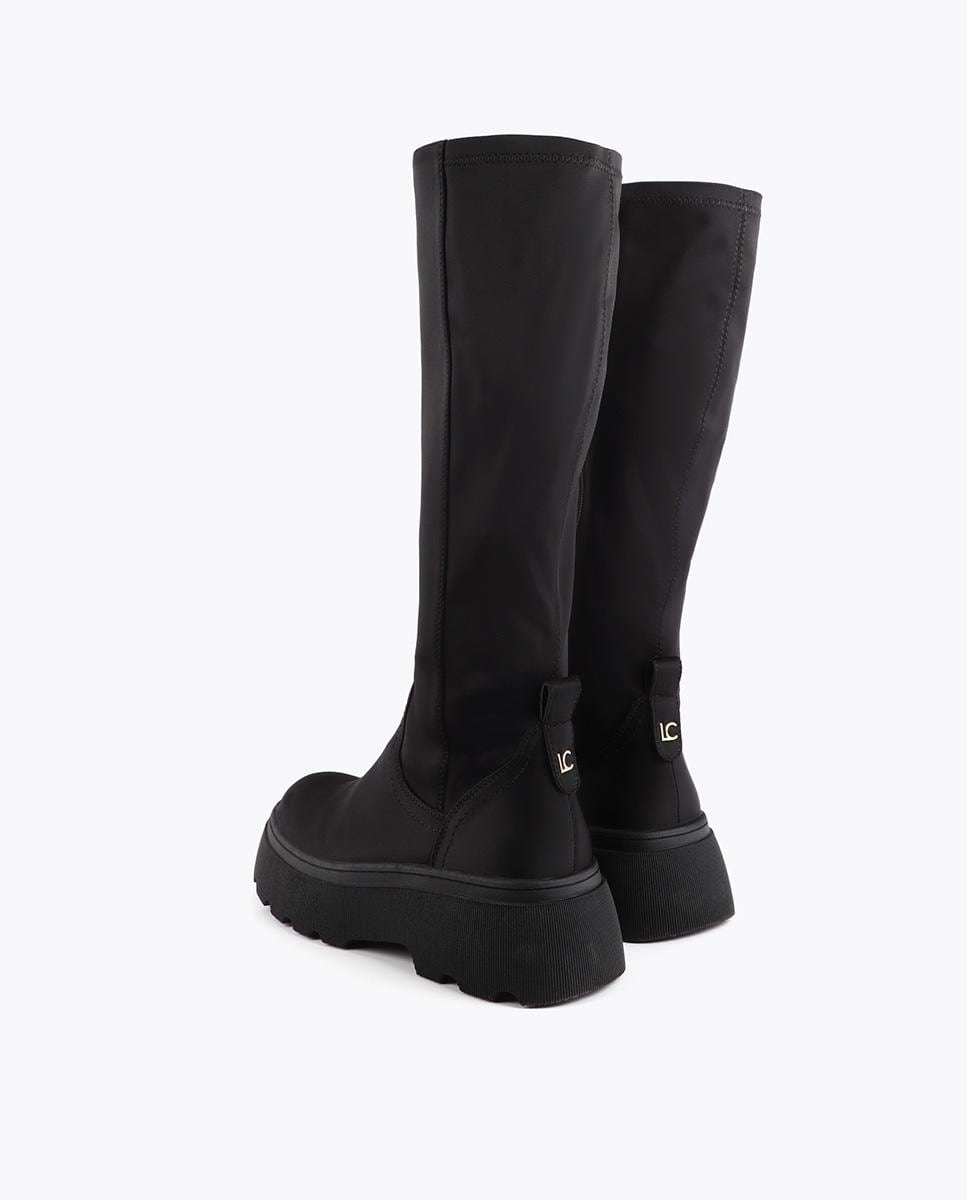 Botas com Cano Elástico e Plataforma Preto-3