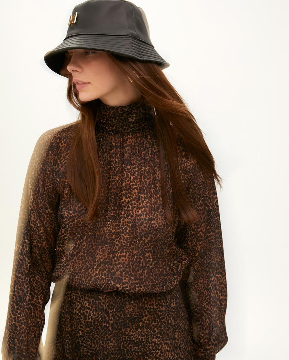 Chapéu Tipo Bucket Efeito Pele Preto-5