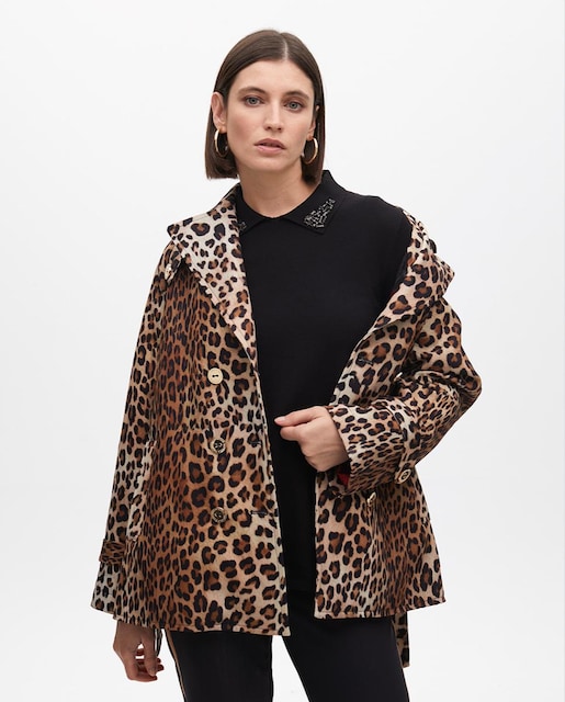 Imagem 0 de Chaquetón de mujer animal print con cinturón ajustable