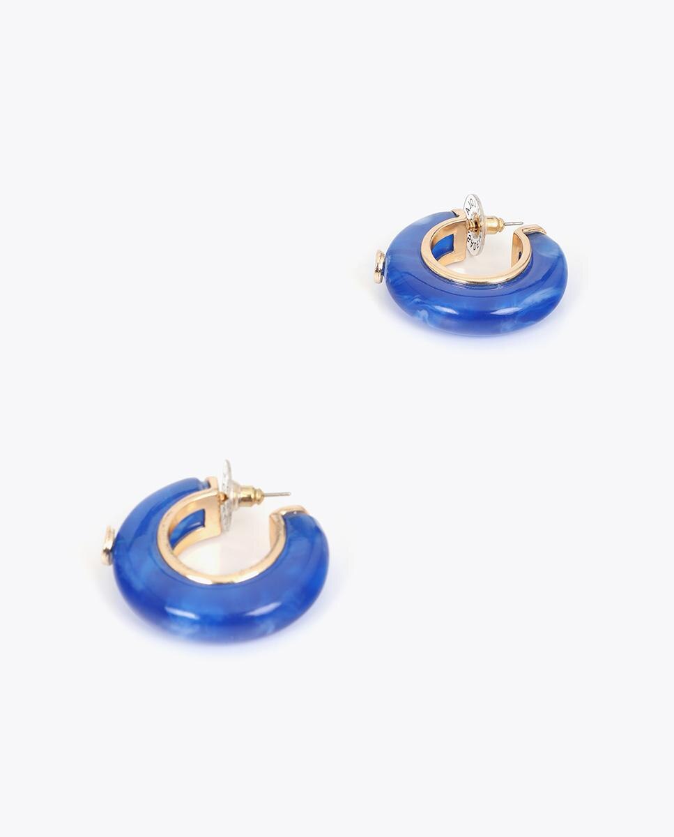 Brincos de Aro Chunky Combinados em Acrílico Azul Azul-3
