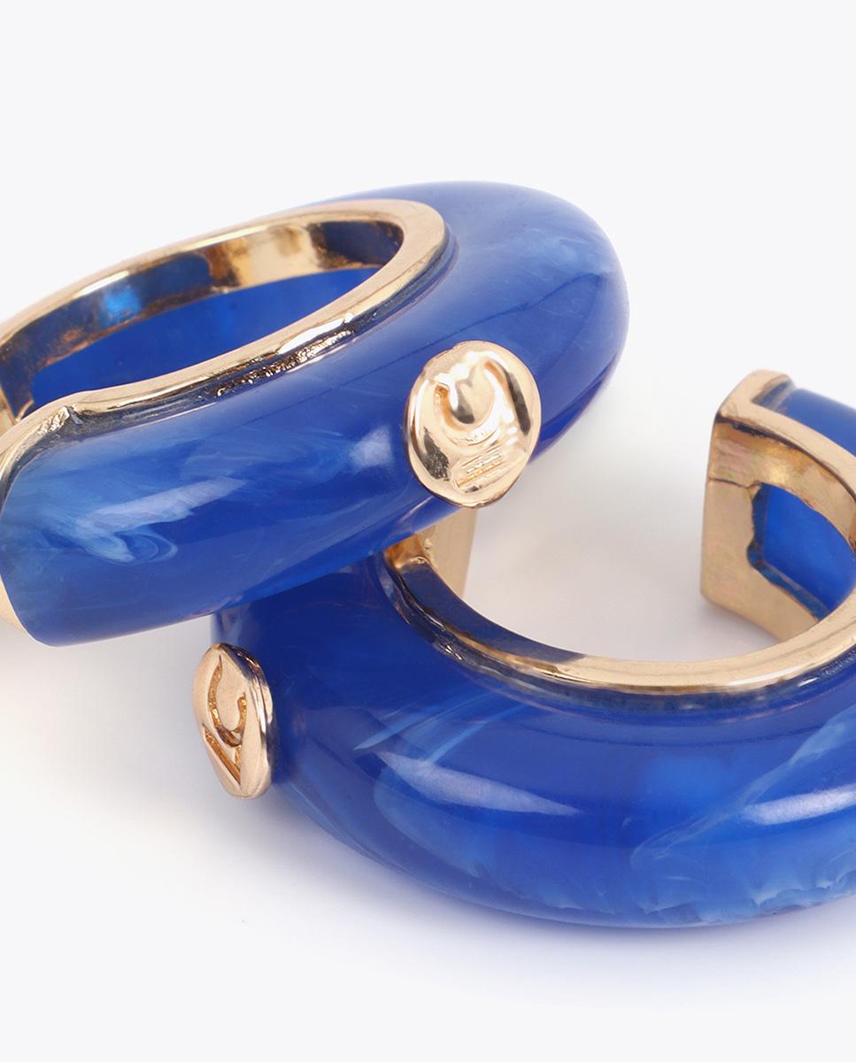 Brincos de Aro Chunky Combinados em Acrílico Azul Azul-6