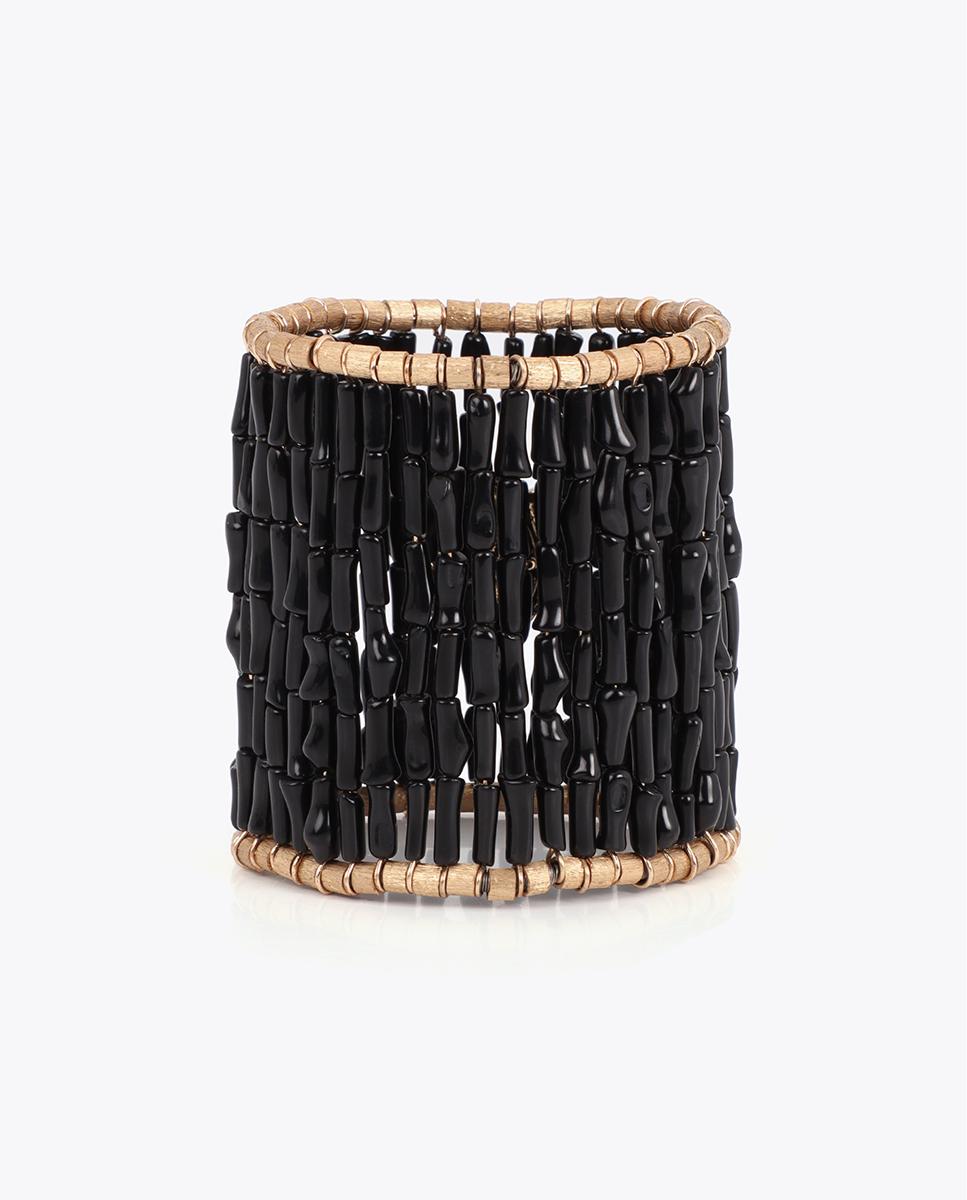 Pulseira com Charms Elástica com Leopardo Personalizado Branco / Preto-2
