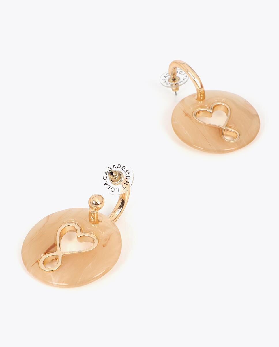 Brincos Grandes Combinados com Medalhão Acrílico Personalizado Dourado-3