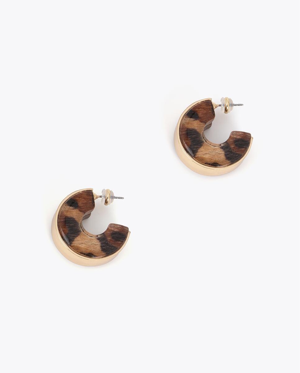 Brincos de Aro Combinados Metal e Animal Print Multicolor-2
