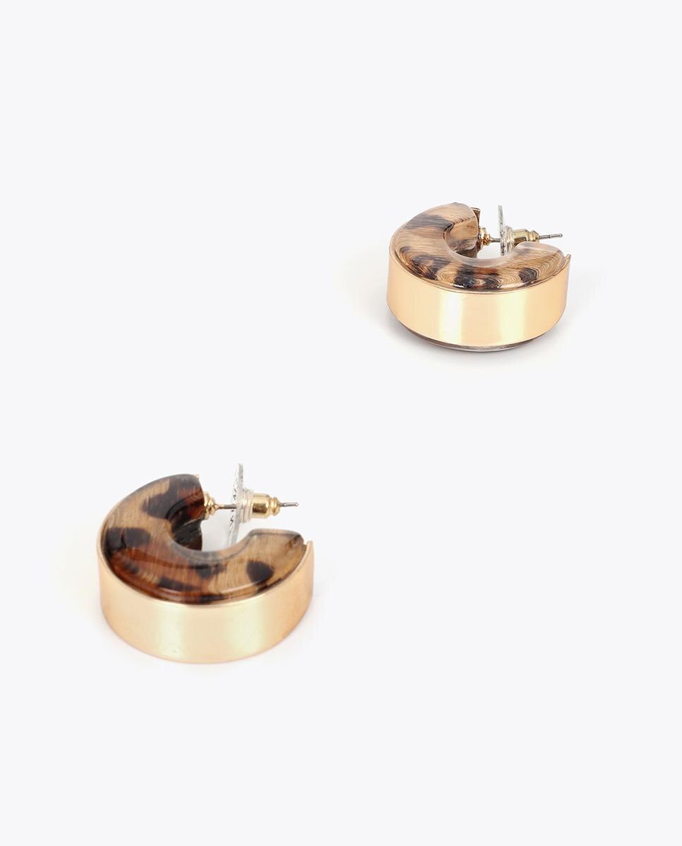 Brincos de Aro Combinados Metal e Animal Print Multicolor-3