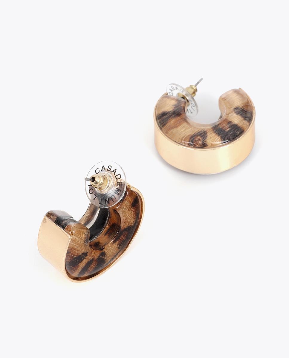 Brincos de Aro Combinados Metal e Animal Print Multicolor-4