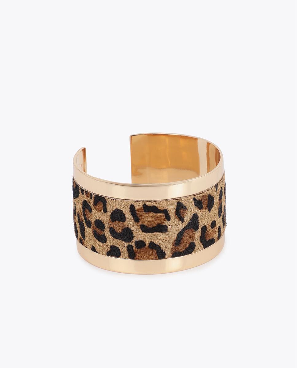 Bracelete Combinado Metal e Animal Print Multicolor-2