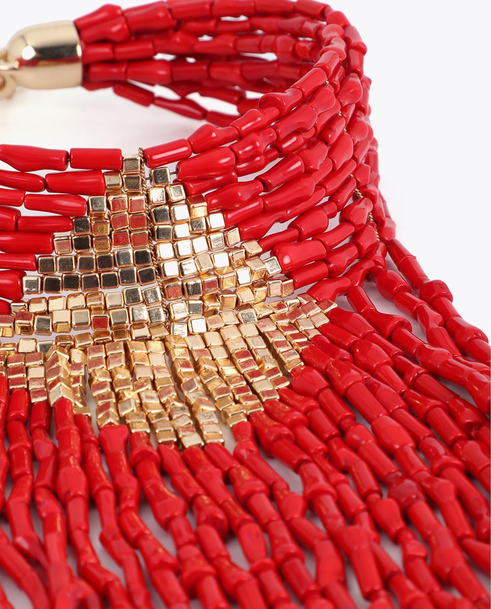 Colar em Cascata Beads Coral Vermelho-3