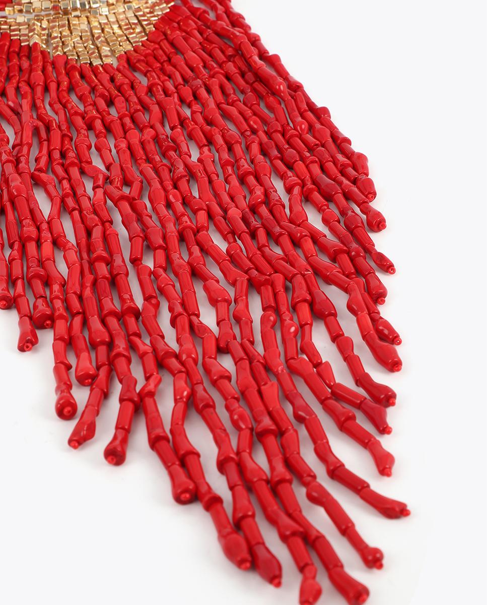 Colar em Cascata Beads Coral Vermelho-4