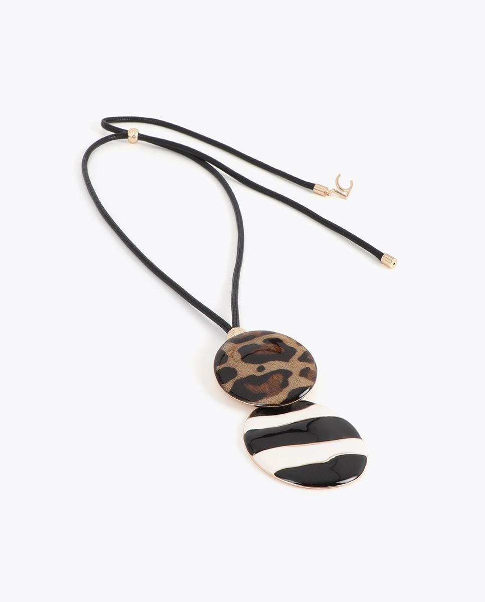 Corrente com Pendentes Combinados Animal Print e Riscas Multicolor-2