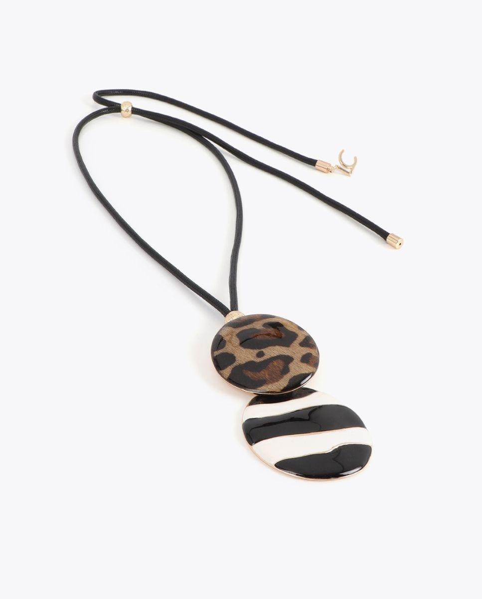 Corrente com Pendentes Combinados Animal Print e Riscas Multicolor-4