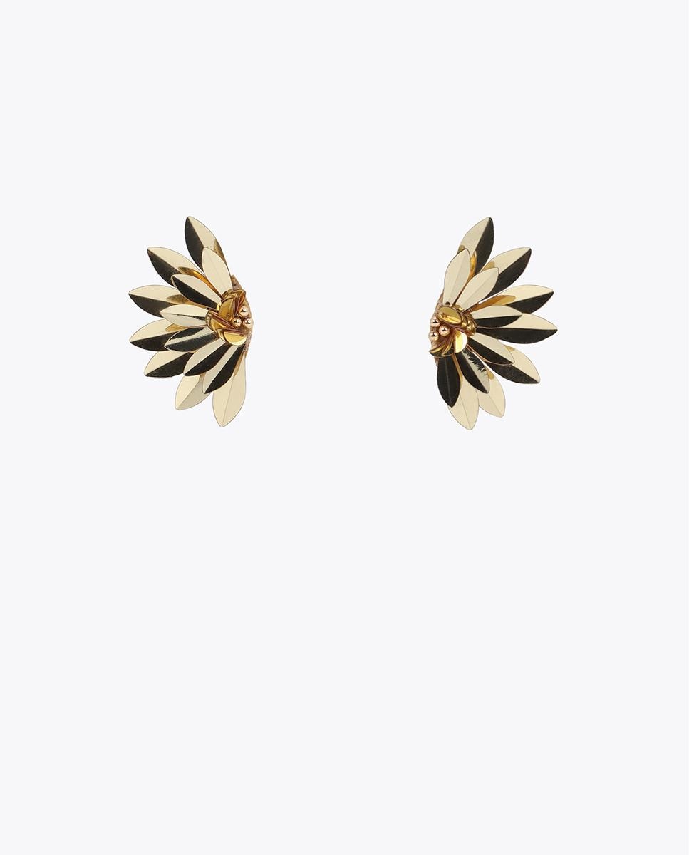 Brincos Grandes em Forma de Leque com Abalorios Dourado-1