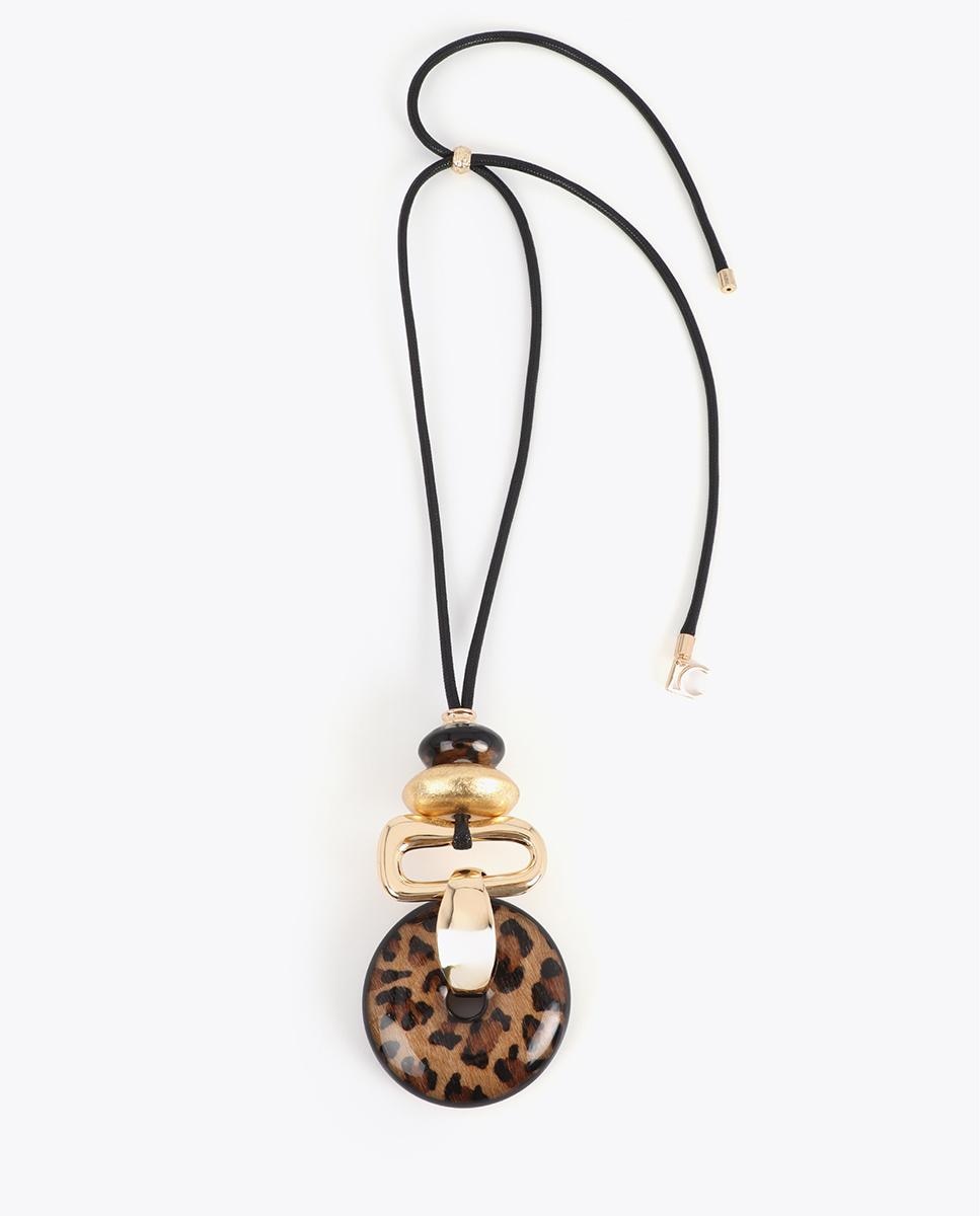 Imagem 0 de Corrente com Pendentes Combinados Animal Print e Dourado
