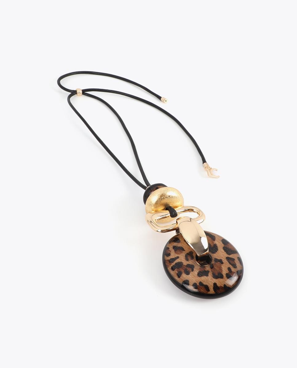 Corrente com Pendentes Combinados Animal Print e Dourado Multicolor-2