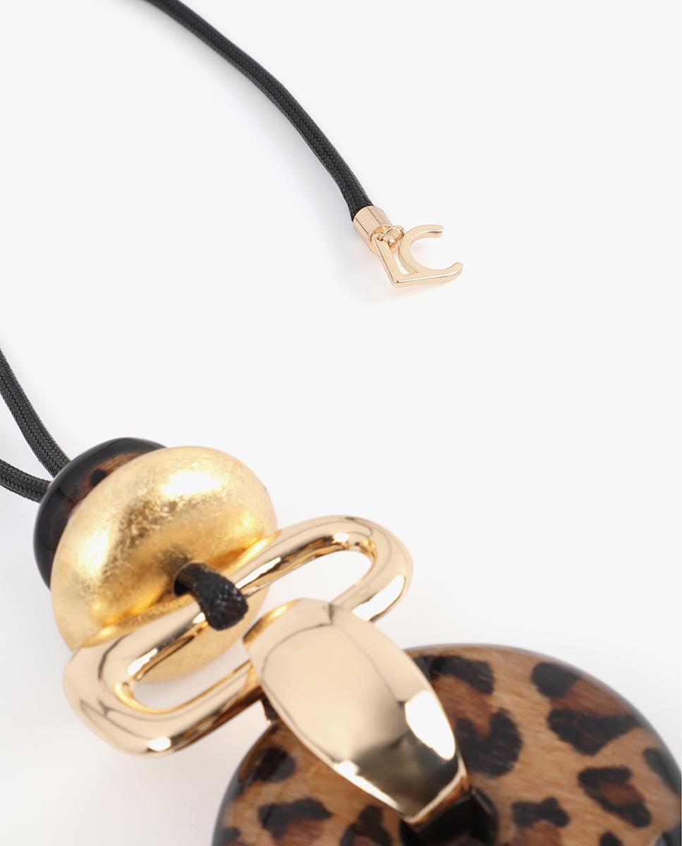 Corrente com Pendentes Combinados Animal Print e Dourado Multicolor-4