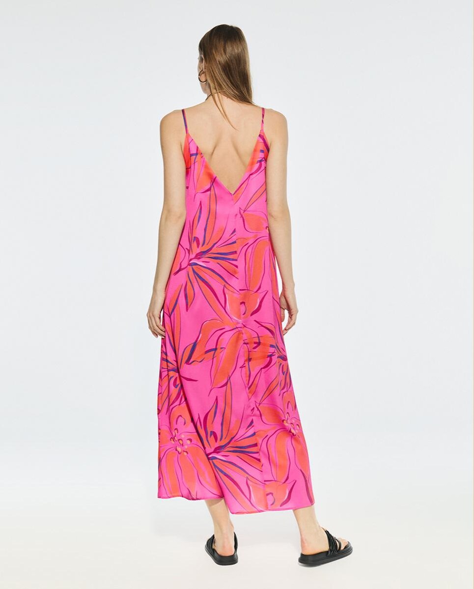 Vestido Comprido Acetinado Rosa-4