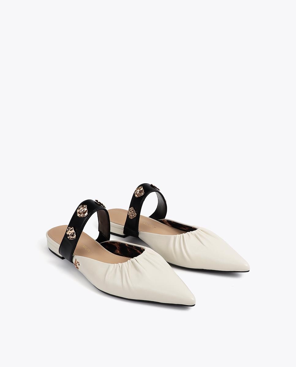 Sapatos de Salto Rasos com Elástico e Apliques Metalizados Cru-2