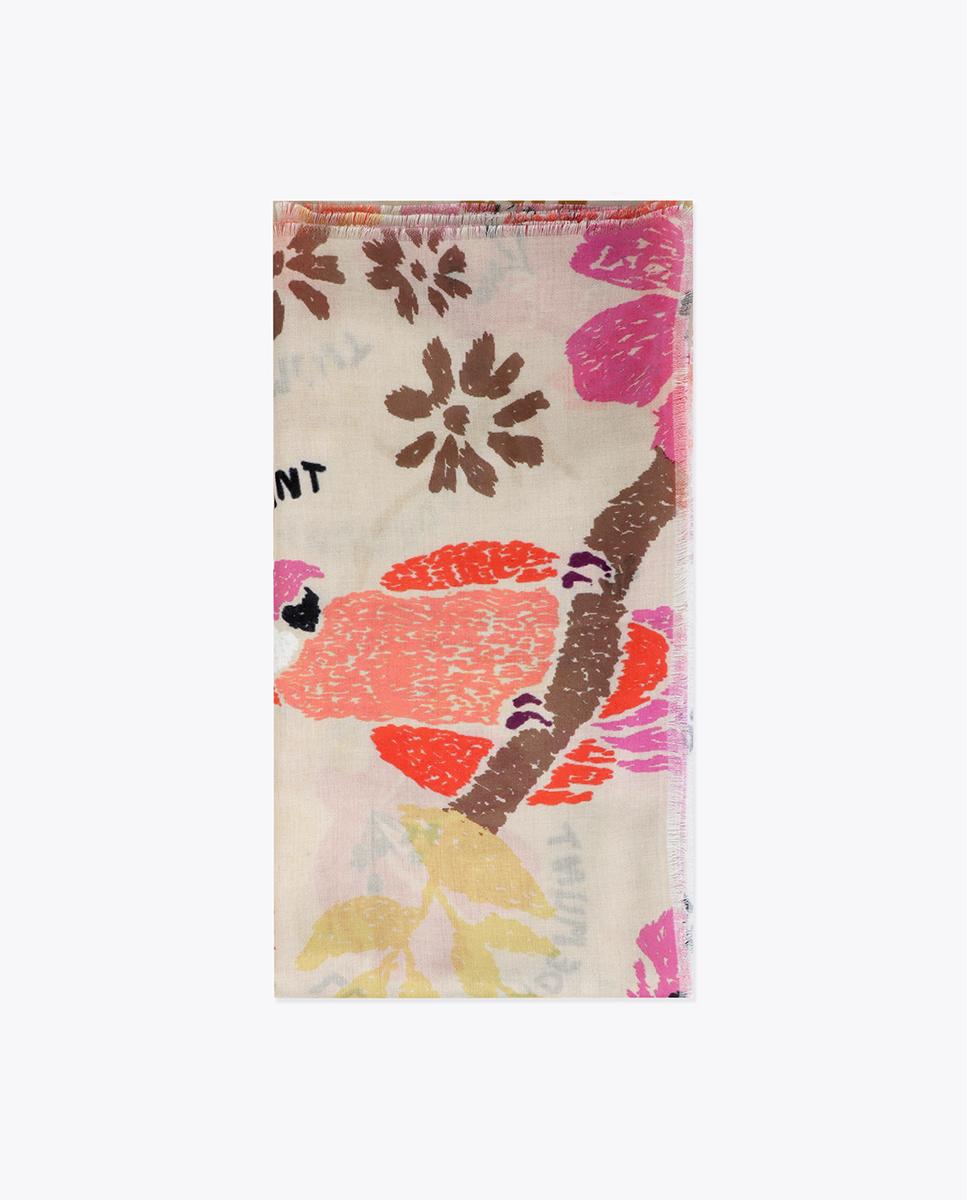 Imagem 0 de Écharpe Leve com Estampado de Flores e Aves