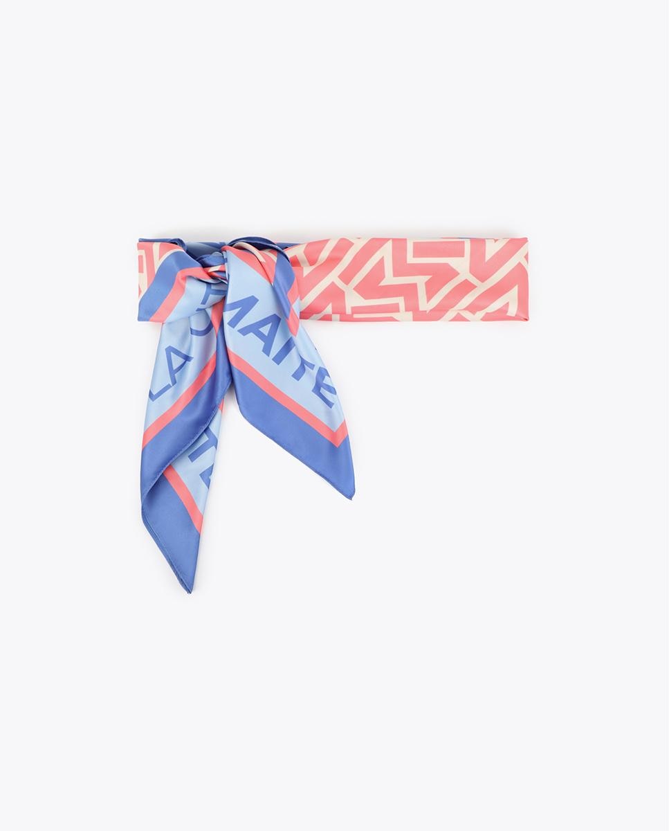 Lenço em Tecido Acetinado com Design Monograma Multicolor-3