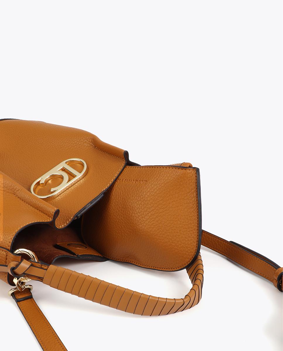 Mala de Ombro Hobo Efeito Pele com Laçada Decorativa Mostarda-5