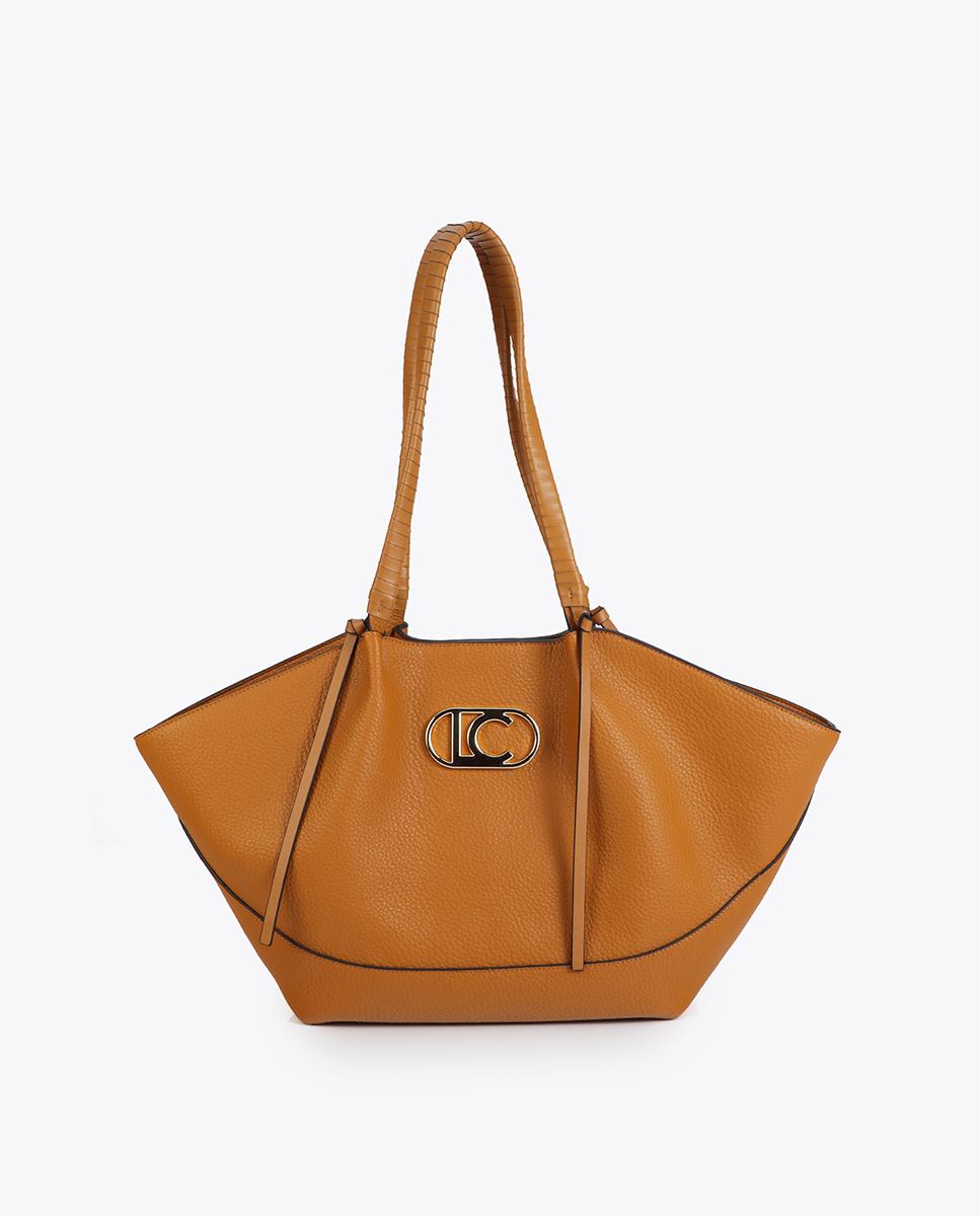 Imagem 0 de Mala Shopper Efeito Pele com Alça Entrançada e Detalhe de Laçada