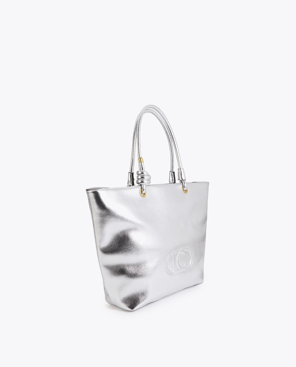 Shopper Metalizado com Logo em Relevo Prata-2