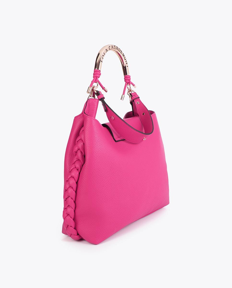 Mala Shopper com Alça Metálica Perfurada Fúcsia-4