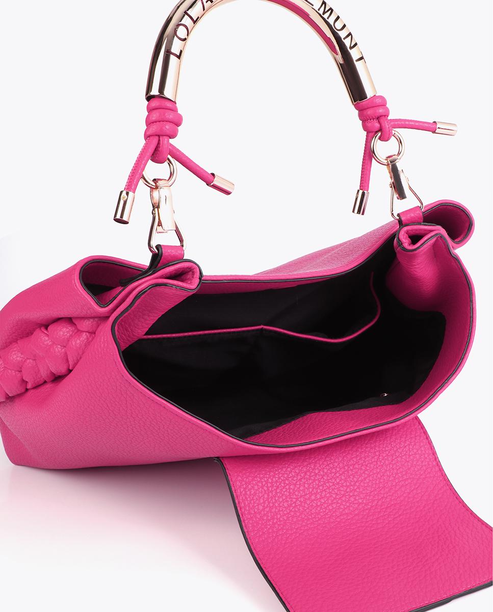 Mala Shopper com Alça Metálica Perfurada Fúcsia-5