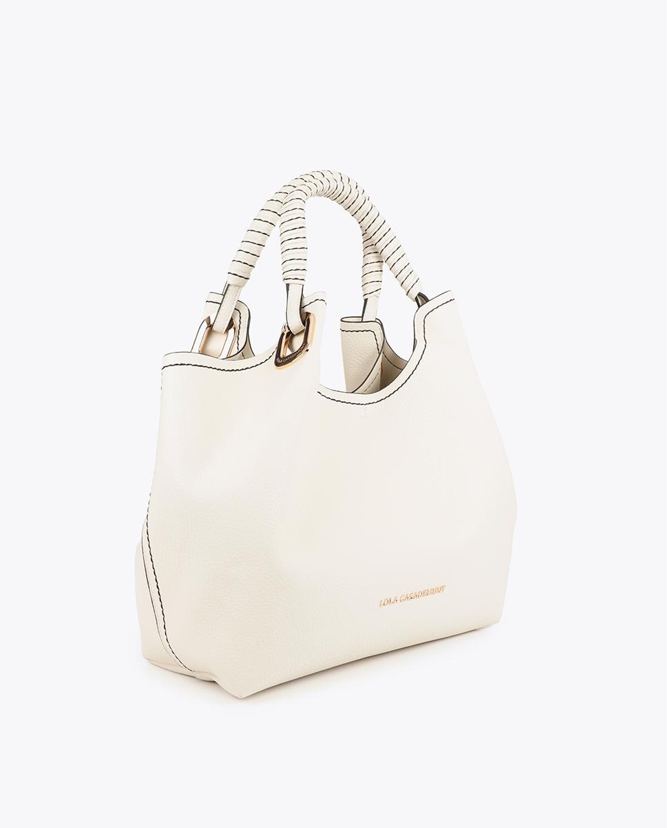 Mala Shopper com Alça Entrançada e Detalhes Metálicos Cru-2