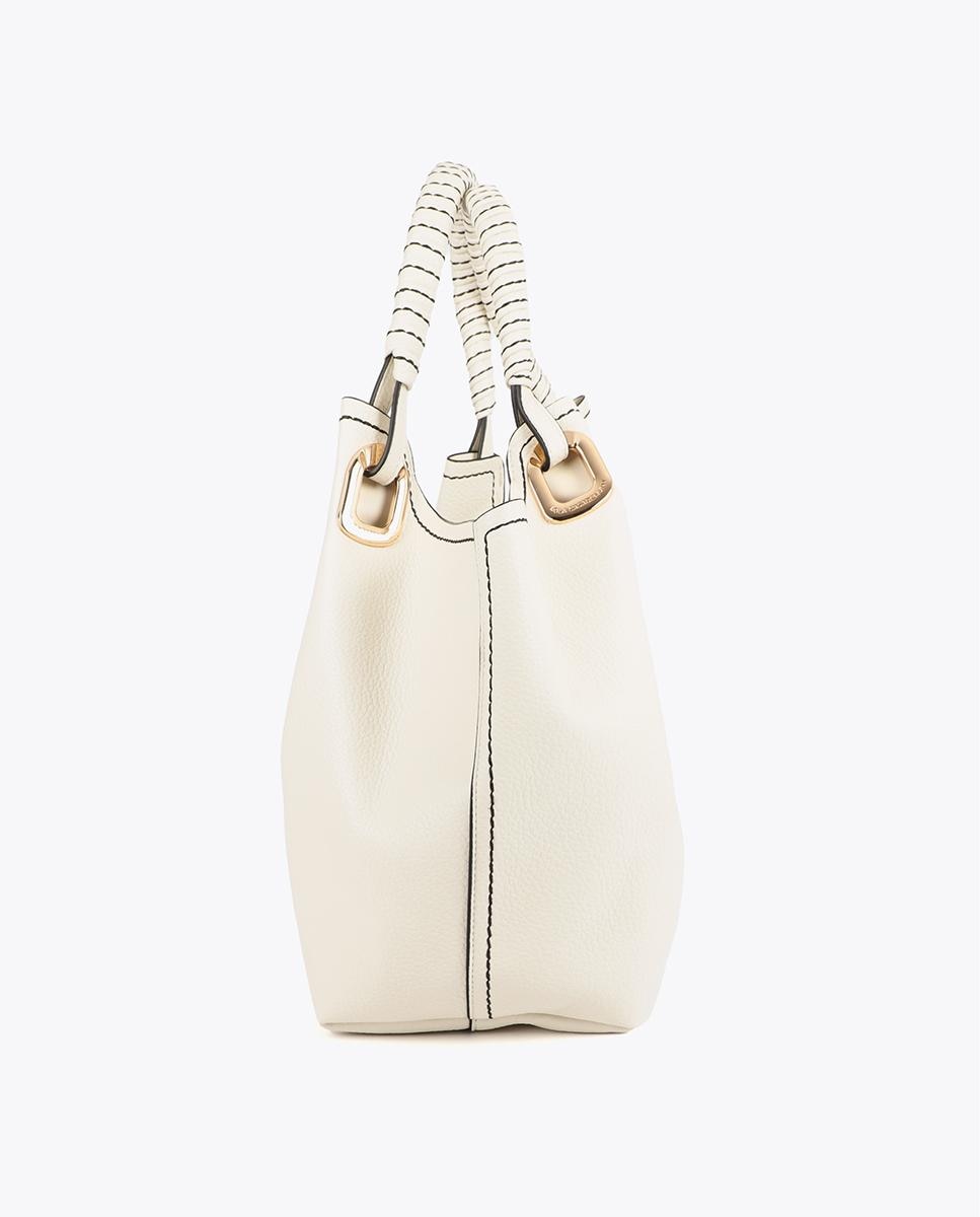 Mala Shopper com Alça Entrançada e Detalhes Metálicos Cru-3