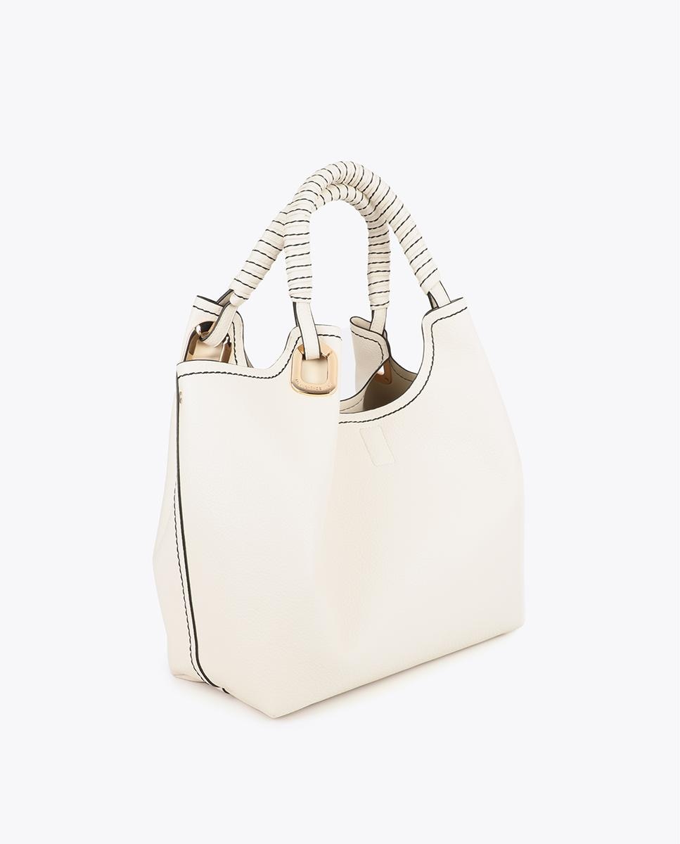 Mala Shopper com Alça Entrançada e Detalhes Metálicos Cru-4