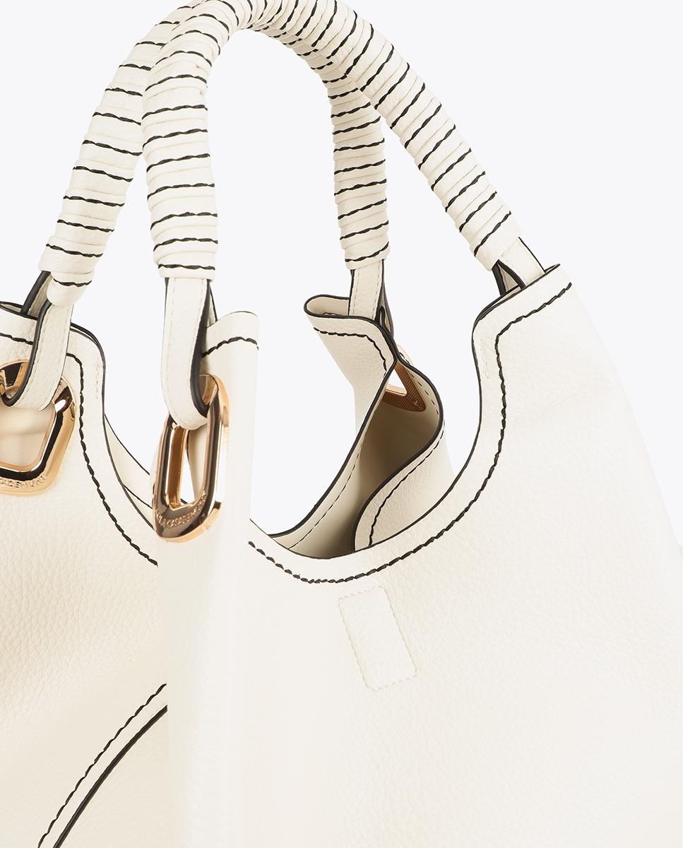 Mala Shopper com Alça Entrançada e Detalhes Metálicos Cru-6