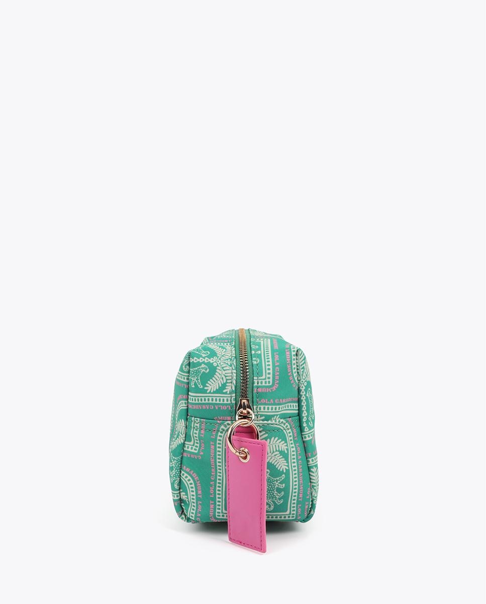 Estojo Estampado com Fecho Zip Verde Água-2