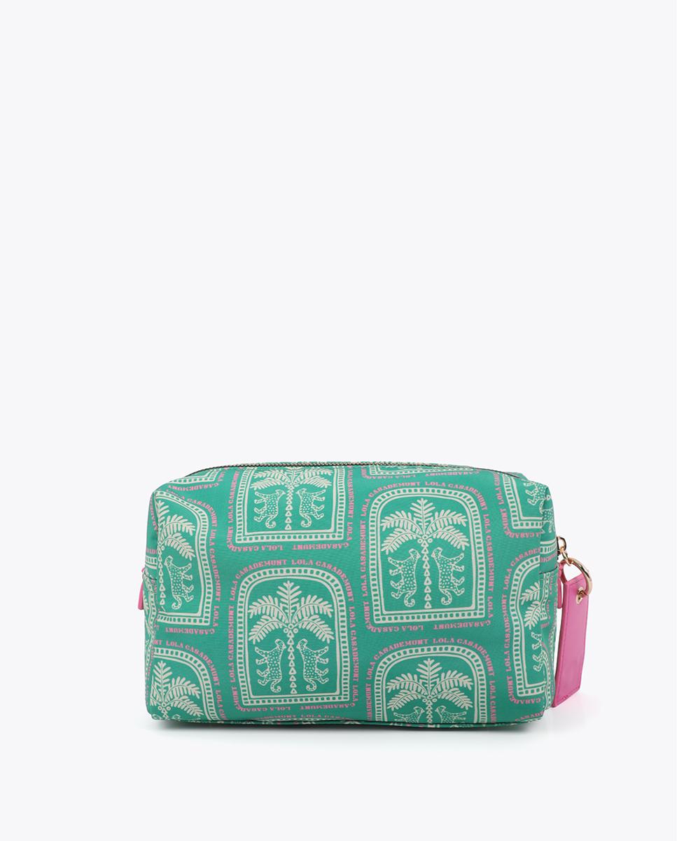 Estojo Estampado com Fecho Zip Verde Água-3