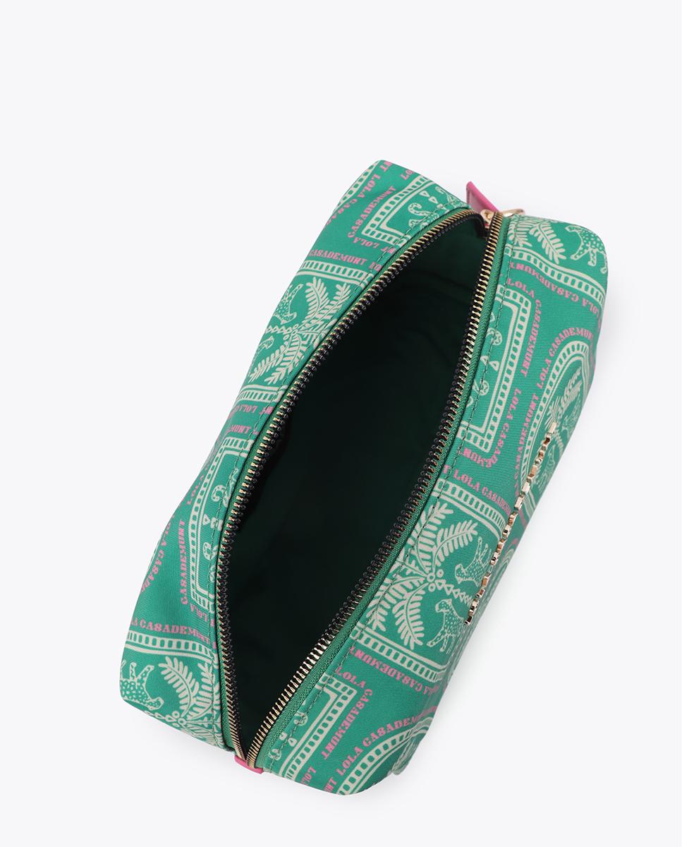 Estojo Estampado com Fecho Zip Verde Água-4
