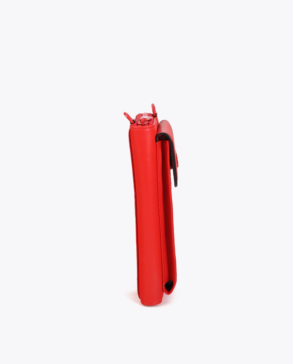 Mala para Telemóvel com Pespontos e Logo com Alça Ajustável Vermelho-3