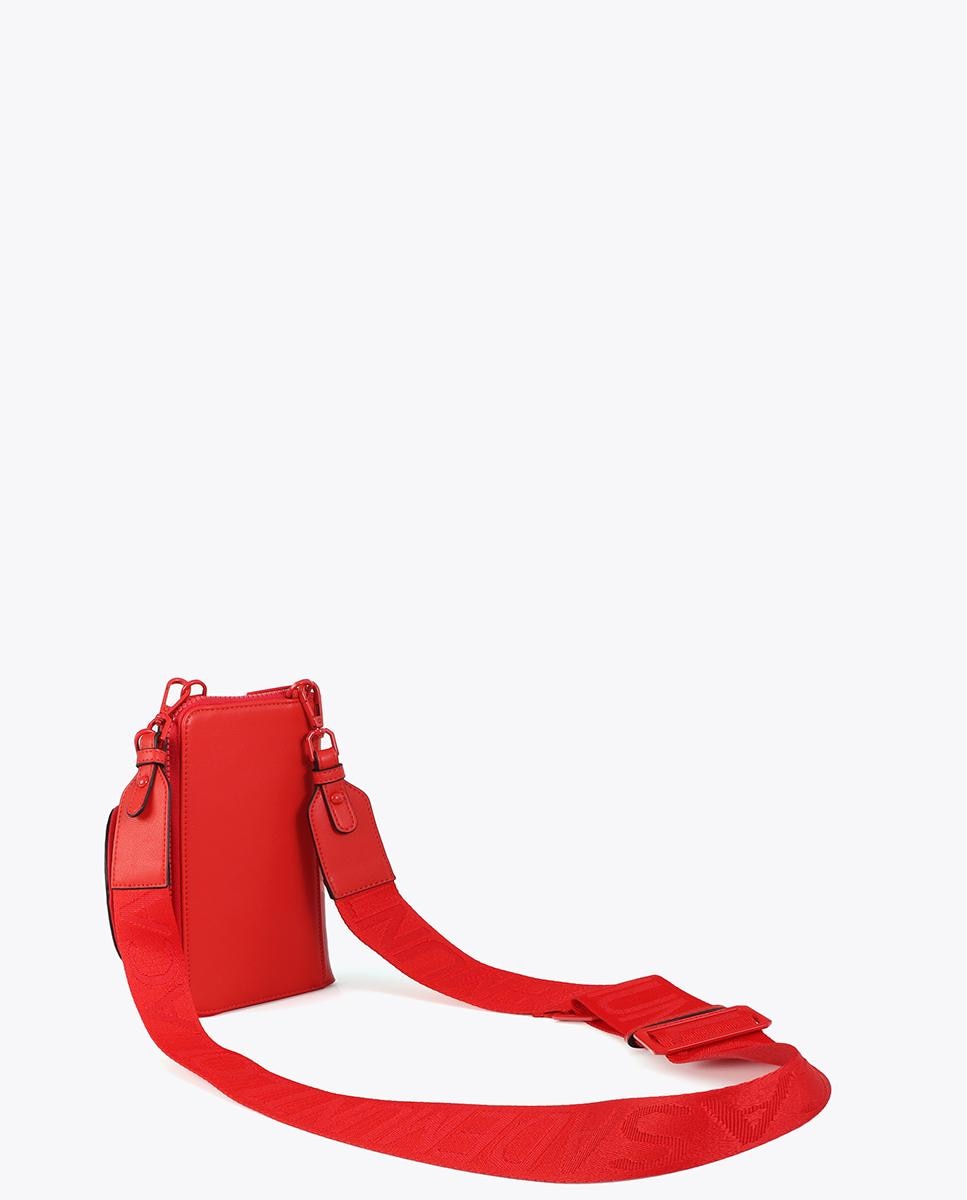 Mala para Telemóvel com Pespontos e Logo com Alça Ajustável Vermelho-4