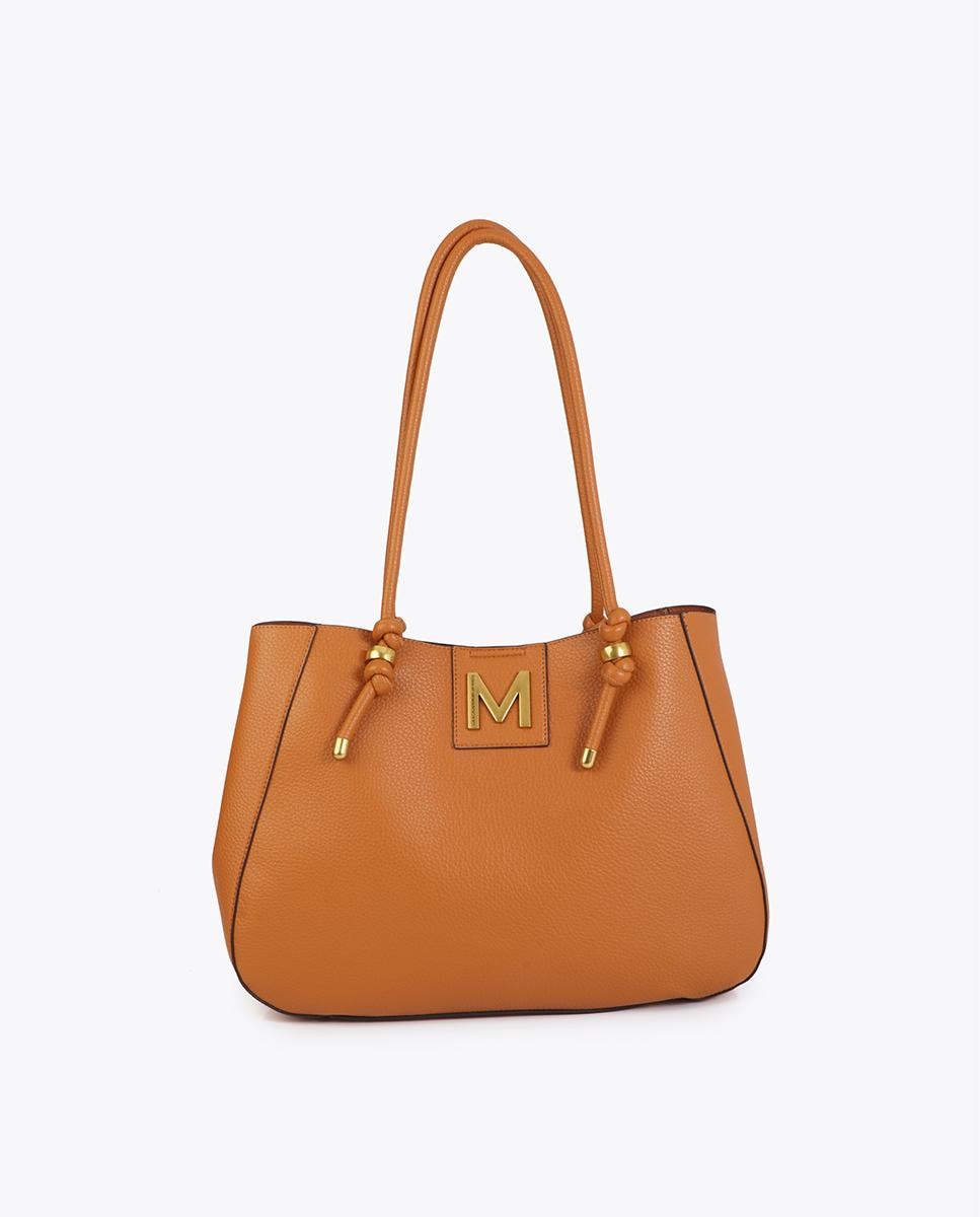 Imagem 0 de Mala Shopper com Detalhes Metálicos Dourados e Alças Compridas