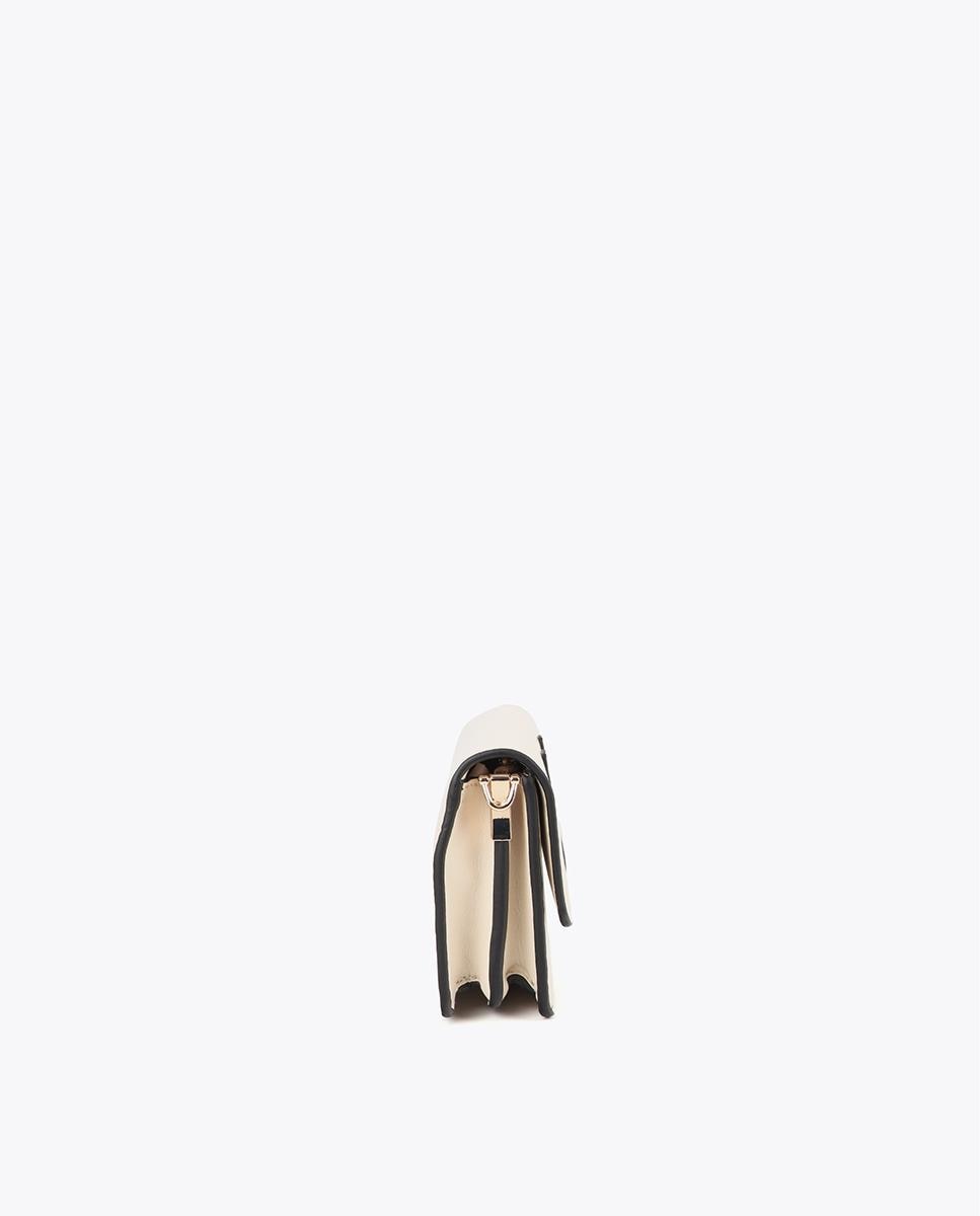 Mala a Tiracolo Mini com Detalhe de Corrente Dourada e Fecho Magnético Cru-3