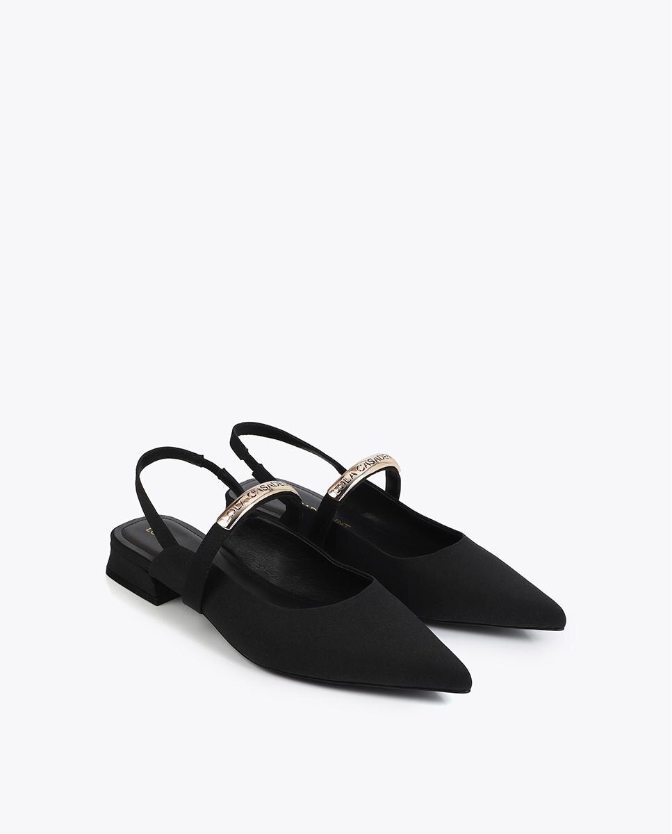 Sapatos de Salto em Tecido Tipo Grosgrain com Peça Logotipada Preto-2