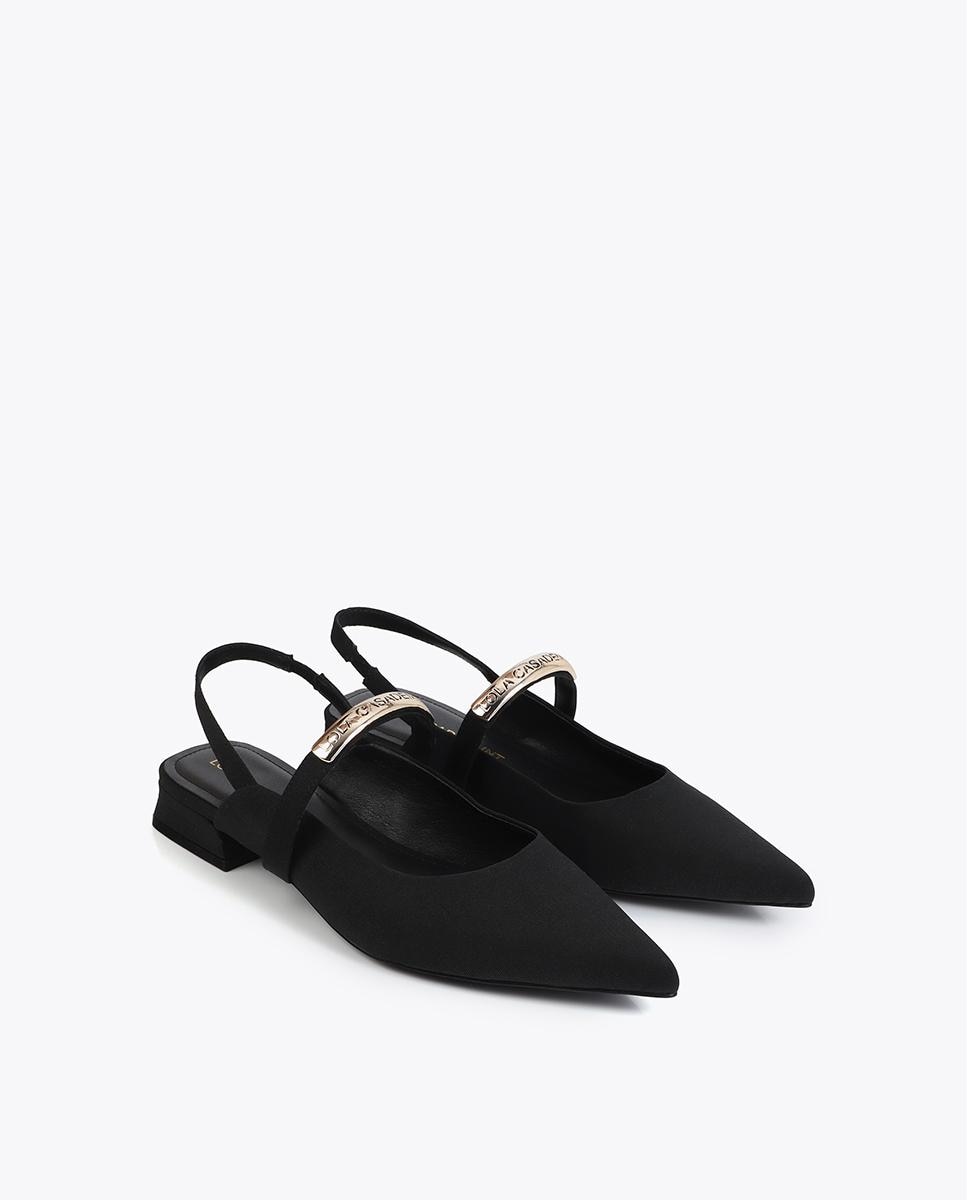 Sapatos de Salto em Tecido Tipo Grosgrain com Peça Logotipada Preto-2