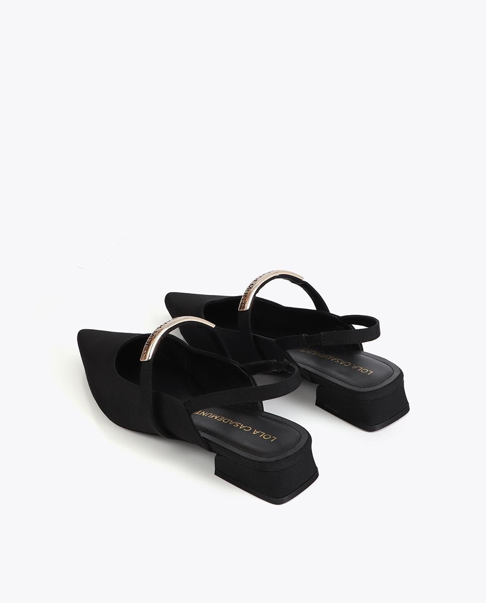Sapatos de Salto em Tecido Tipo Grosgrain com Peça Logotipada Preto-3