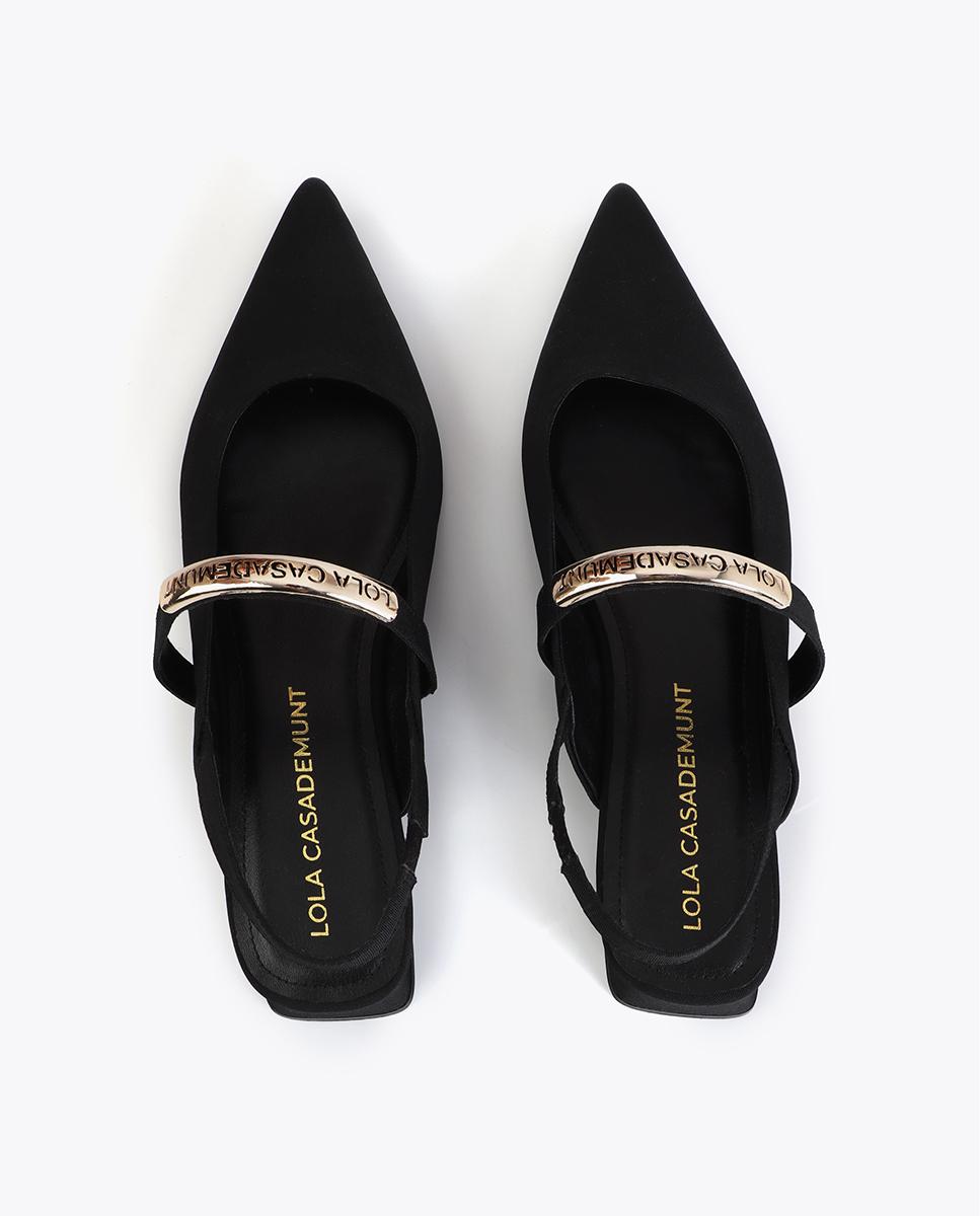 Sapatos de Salto em Tecido Tipo Grosgrain com Peça Logotipada Preto-4