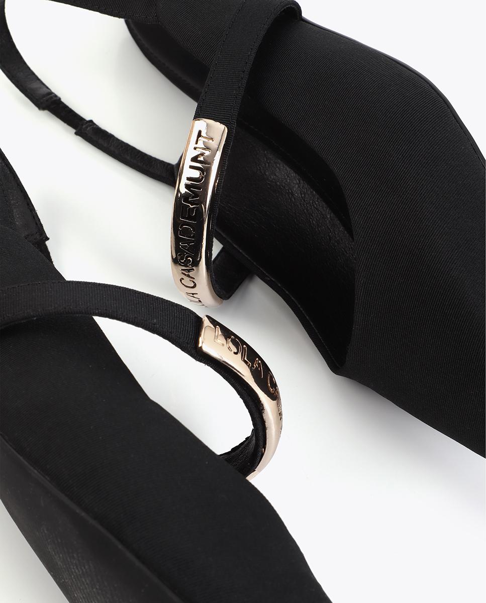 Sapatos de Salto em Tecido Tipo Grosgrain com Peça Logotipada Preto-5