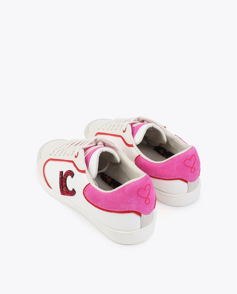 Sapatilhas Básicas Combinadas com Logo Branco / Rosa-3