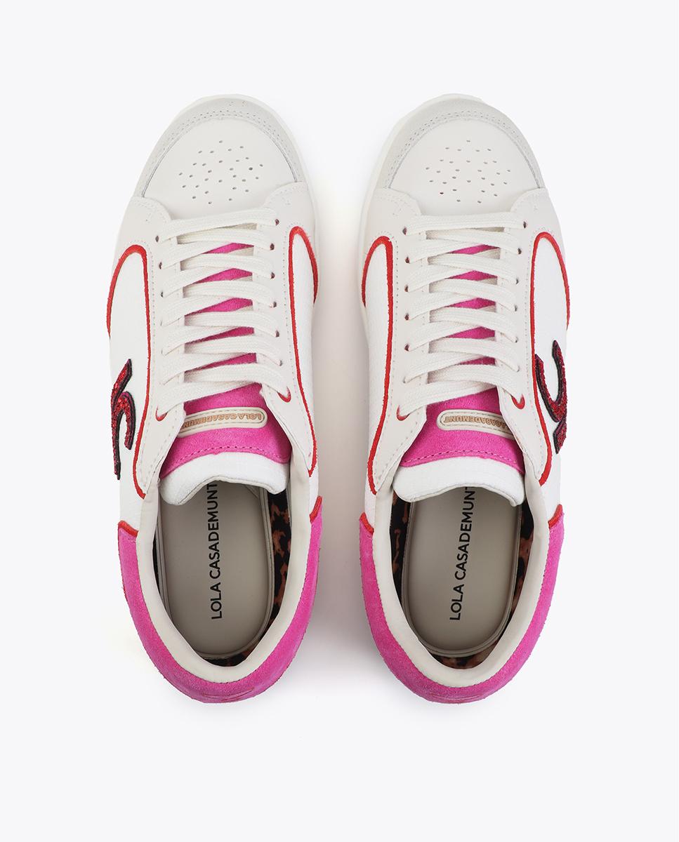 Sapatilhas Básicas Combinadas com Logo Branco / Rosa-4