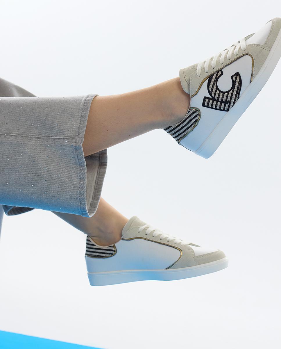 Sapatilhas Básicas Combinadas com Logo Branco / Preto-3